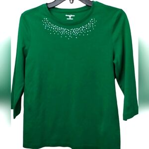Studded Embellished Crew Neck Top
